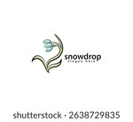 creative snowdrop flowers logo, blue snowdrop with three leaves decorate ,logo design template