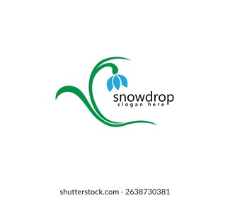 creative snowdrop flowers logo, blue snowdrop, logo design template