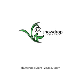 creative snowdrop flowers logo, circular snowdrop logo design template