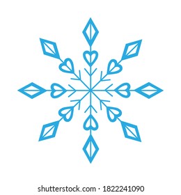 Kreative Schneeflocke einzeln auf weißem Hintergrund. Winterdekorationselemente für Postkarten, Verpackungspapier, Banner, Magazine und mehr. Stock-Vektorgrafik für Dekoration und Design