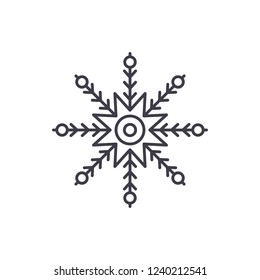 Creative snowflake line icon concept. Creative snowflake vector linear illustration, symbol, sign