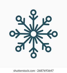 Creative Snowflake Vector Art, Intricate Winter Crystal Illustration, Editable Line Drawing for Holiday Ornament and Seasonal Graphic Use