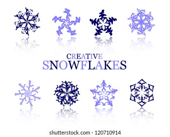 Creative snowflakes on white vector illustration
