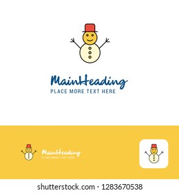 Creative Snowman Logo Design. Flat color Logo place for Tagline. Vector Illustration