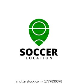 creative soccer field and pin location logo