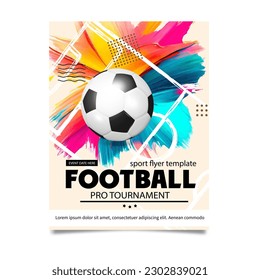 Creative soccer football tournament brochure template. Football or soccer ball on modern background. Football cover design template