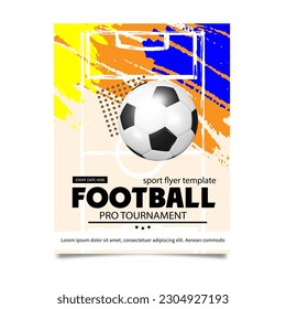 Creative soccer football tournament brochure template. Football or soccer ball on modern background. Football cover design template