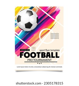 Creative soccer football tournament brochure template. Football or soccer ball on modern background. Football cover design template