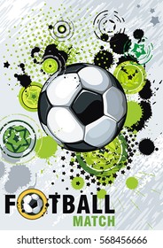 Diseño de vectores de fútbol creativos. Afiche de fútbol abstracto. Hermosa ilustración con balón de fútbol y lugar para tu texto