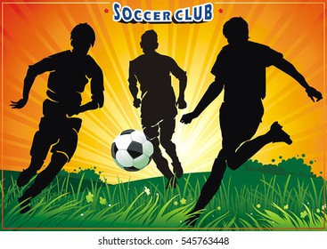 Creative soccer vector design. Action player. Concept flyer or abstract football poster. Original illustration sports series with place for your text, eps8