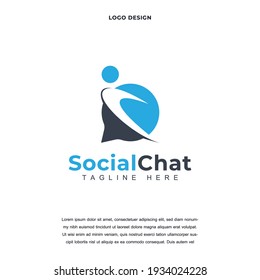 Creative social chat icon logo design vector illustration. people with bubble chat logo design color editable