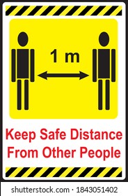 Creative Social Distancing - Keep Your Distance 1m Banner. Keep Your Distance Warning Sign For Web Or Print COVID 19 Vector Illustration.