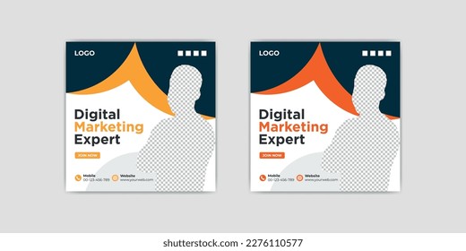 Plantilla de diseño de pancartas de medios sociales creativos. Banner de anuncios web de Digital Marketing Corporate Business