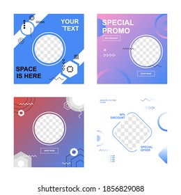 Creative social media design template full set. Feel easy to edit with vector file. Can use for your marketing and advertising in social media.
