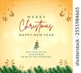 Creative Social Media Feed Post. Christmas Wishes Greeting card. Light Yellow Bokeh background