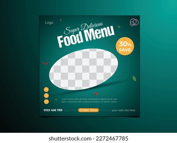 Creative social media food post design, abstract social media template for food advertising