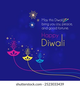 Creative Social Media Greetings Diwali Wishes. Indian Traditional Festival. Abstract Colorful Diwali Digital marketing Post Vector layered	