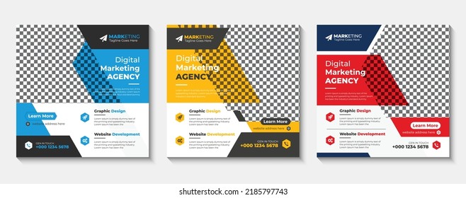 Plantilla creativa de anuncios de publicaciones en redes sociales, diseño de banners para redes sociales corporativas, plantilla de banner cuadrado mínimo editable, diseño de plantillas de postales para publicaciones en redes sociales corporativas profesionales y modernas, 