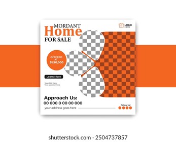 Creative social media post banner template, real estate