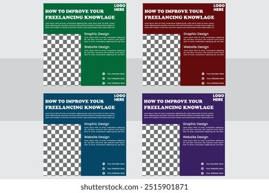 Creative Social Media Post Design Template With Multiple Color Variation