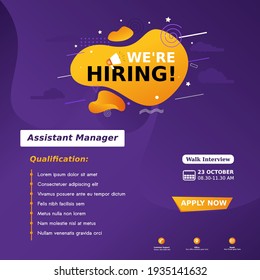 Creative social media post feed design. We are hiring banner, poster, announcement job for company