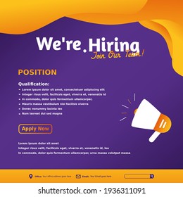 Creative social media post feed design. We are hiring banner, poster, announcement job for company