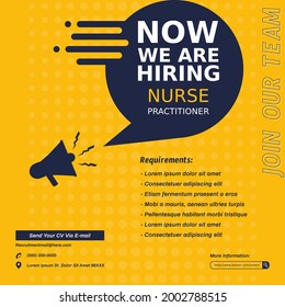 Creative social media post feed design. We are hiring medical team or staff, banner, poster, announcement job for hospital