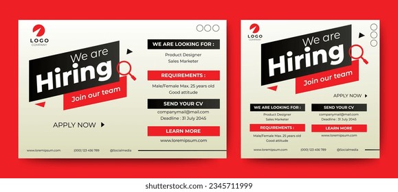 Creative social media post feed design. We are hiring banner, poster, announcement job for company. vector