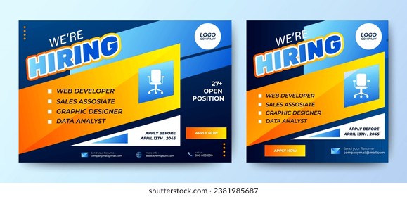 Creative social media post feed design. We are hiring banner, poster, announcement job for company	