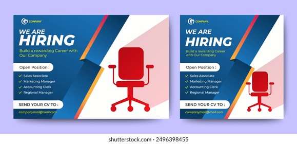 Creative social media post feed design. We are hiring banner, poster, announcement job for company	