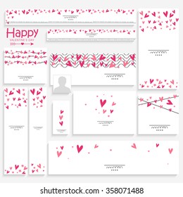 Creative social media post and header set decorated with hearts for Happy Valentine's Day celebration.