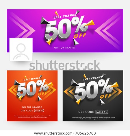 Creative social media post and header set for Sale and Discount.