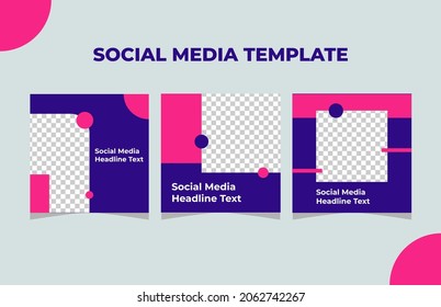 Creative Social media post template collection memphis