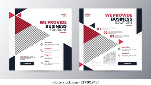 Creative Social Media Post Template with Modern Elements and Abstract Background, Social Banner Design and Place for the Photo, Business Template Layout with Triangle Shape Vector illustration