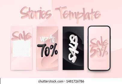 Creative social media posts design set. Trendy templates, new post editable grid with place for photos. Special offer promotion