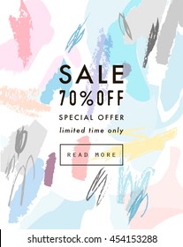 Creative Social Media Sale header or banner with discount offer. Design for seasonal  clearance. It can be used in advertising, web design, graphic design. Vector illustration.