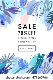 Creative Social Media Sale header or banner with discount offer. Design for seasonal  clearance. It can be used in advertising, web design, graphic design. Vector illustration.