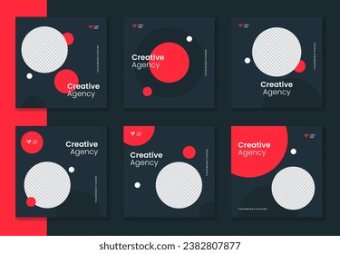 Creative social media square pattern template, Social media bundle, set of corporate post, colorful collection of business post