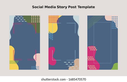 Creative Social Media Stories Post Template. Colorful Set Background 