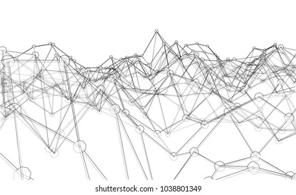 Creative social network. Abstract polygonal background. Vector rendering of 3d. Wire-frame style