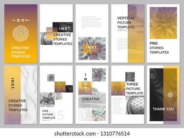 Creative social networks stories design, vertical banner or flyer templates with colorful gradient backgrounds. Covers design templates for flyer, leaflet, brochure, presentation, advertising.