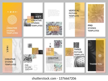 Creative social networks stories design, vertical banner or flyer templates with colorful gradient backgrounds. Covers design templates for flyer, leaflet, brochure, presentation, advertising.