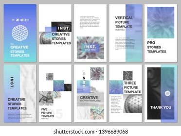 Creative social networks stories design, vertical banner or flyer templates with colorful gradient backgrounds. Covers design templates for flyer, leaflet, brochure, presentation, advertising.