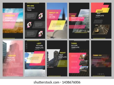 Creative social networks stories design, vertical banner or flyer templates with red colored colorful gradient geometric background. Covers design templates for flyer, leaflet, brochure, presentation