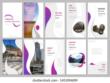 Creative social networks stories design, vertical banner or flyer templates with fluid colorful trendy gradients geometric shapes. Covers design templates for flyer, leaflet, brochure, presentation.
