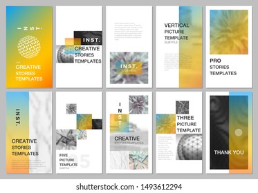 Creative social networks stories design, vertical banner or flyer templates with colorful gradient backgrounds. Covers design templates for flyer, leaflet, brochure, presentation, advertising.