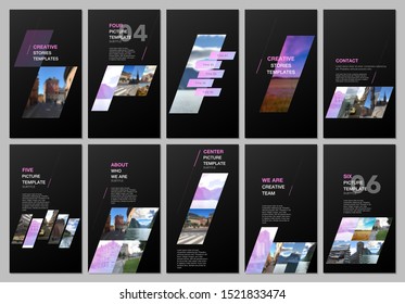 Creative social networks stories design, vertical banner or flyer templates with colorful gradient geometric background. Covers design templates for flyer, leaflet, brochure, presentation, advertising