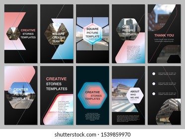 Creative social networks stories design, vertical banner or flyer templates with hexagonal design background, hexagon style pattern. Covers design templates for flyer, leaflet, brochure, presentation.