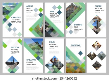 Creative social networks stories design, vertical banner or flyer templates with cubes, geometric abstract background. Covers design templates for flyer, leaflet, brochure, presentation, advertising.