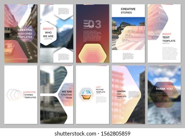 Creative social networks stories design, vertical banner or flyer templates with hexagonal design yellow color pattern background. Covers design templates for flyer, leaflet, brochure, presentation.